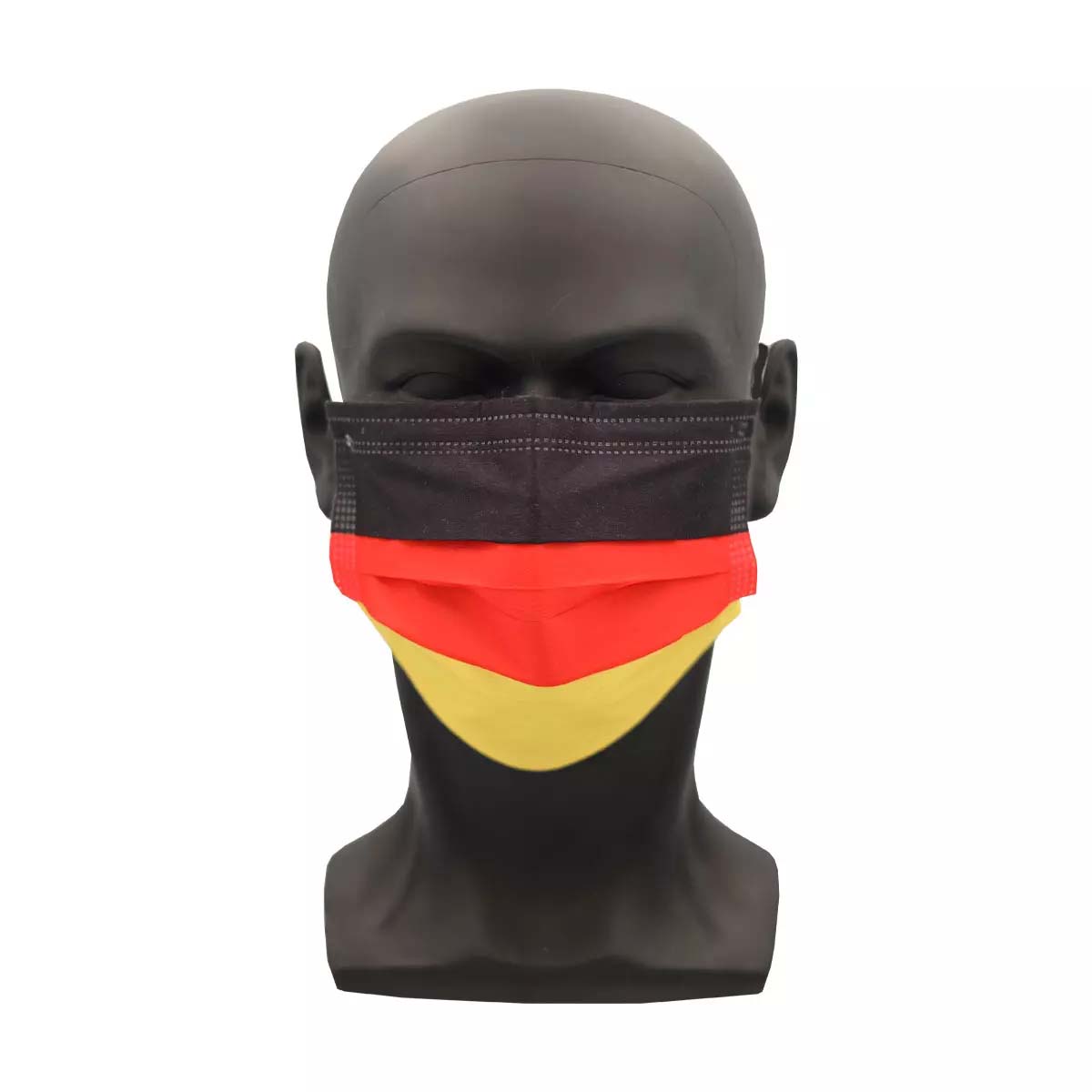 Deutschland Mundschutz, farbige OP-Maske, schwarz-rot-gold, Typ IIR, 3-Lagig, latexfrei, 50 Stück, Einwegmaske, Medizinischer Mundschutz, MNS, Mund-Nasenschutz, Einmalmaske, Schutzmaske, Med-Comfort