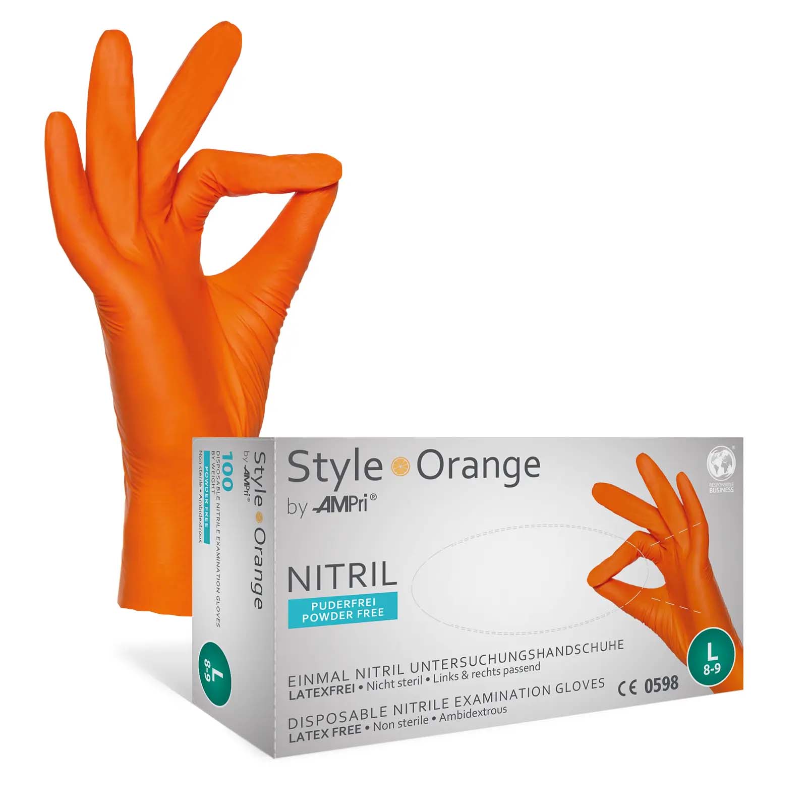 Einmalhandschuhe, Nitril Handschuhe, orange, puderfrei, 100 Stück, Größe XS, Orangina, Style by Med-Comfort