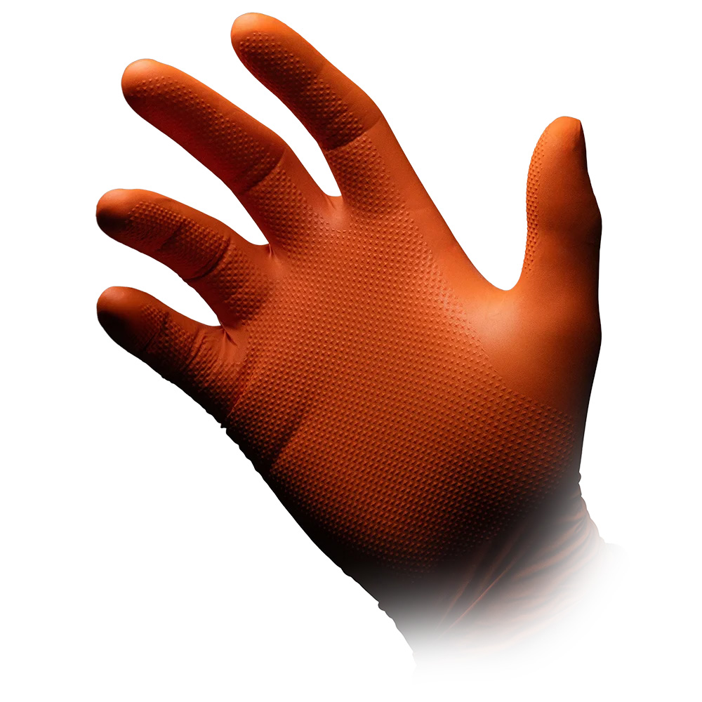 High Grip Einmalhandschuh aus Nitril, Größe L, orange, SolidSafety