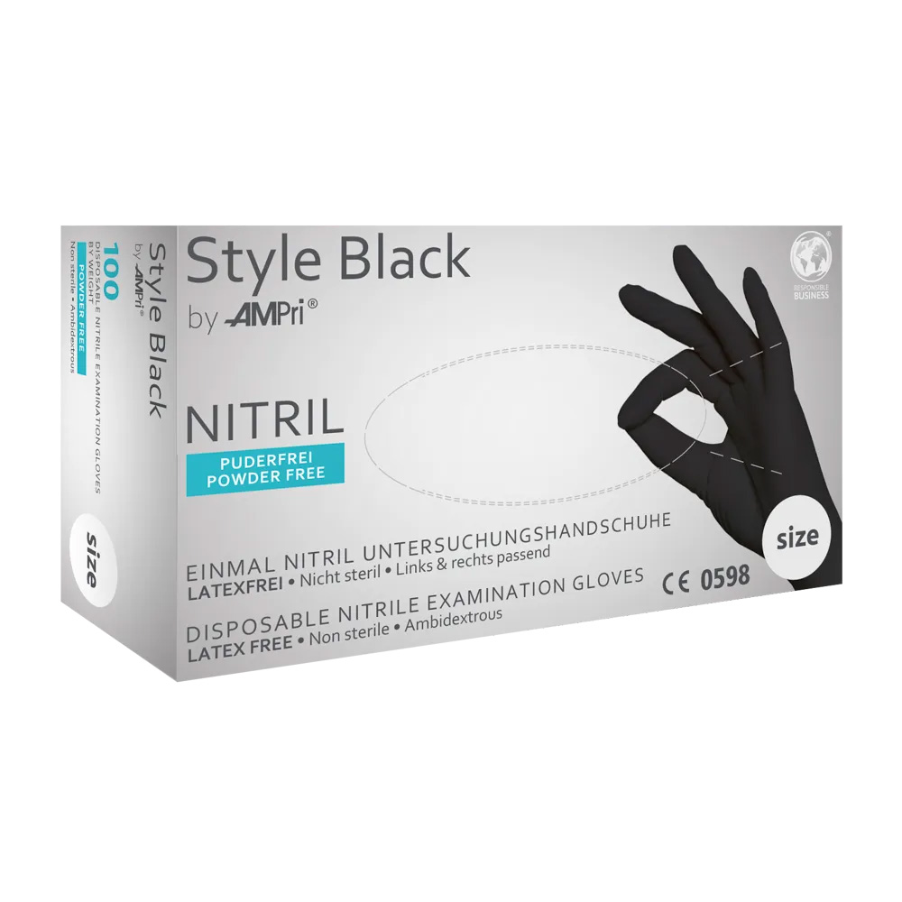 Nitrilhandschuhe, schwarz, Größe L, puderfrei, Style Black by Med-Comfort