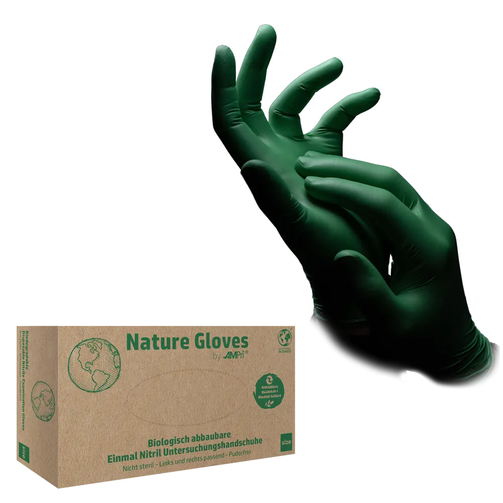 Nitrilhandschuhe, grün, Größe XL, puderfrei, Nature Gloves by Med-Comfort