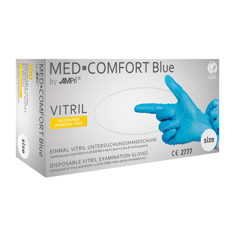 Vitrilhandschuhe, blau, Größe S, puderfrei, Med-Comfort blue Vitril