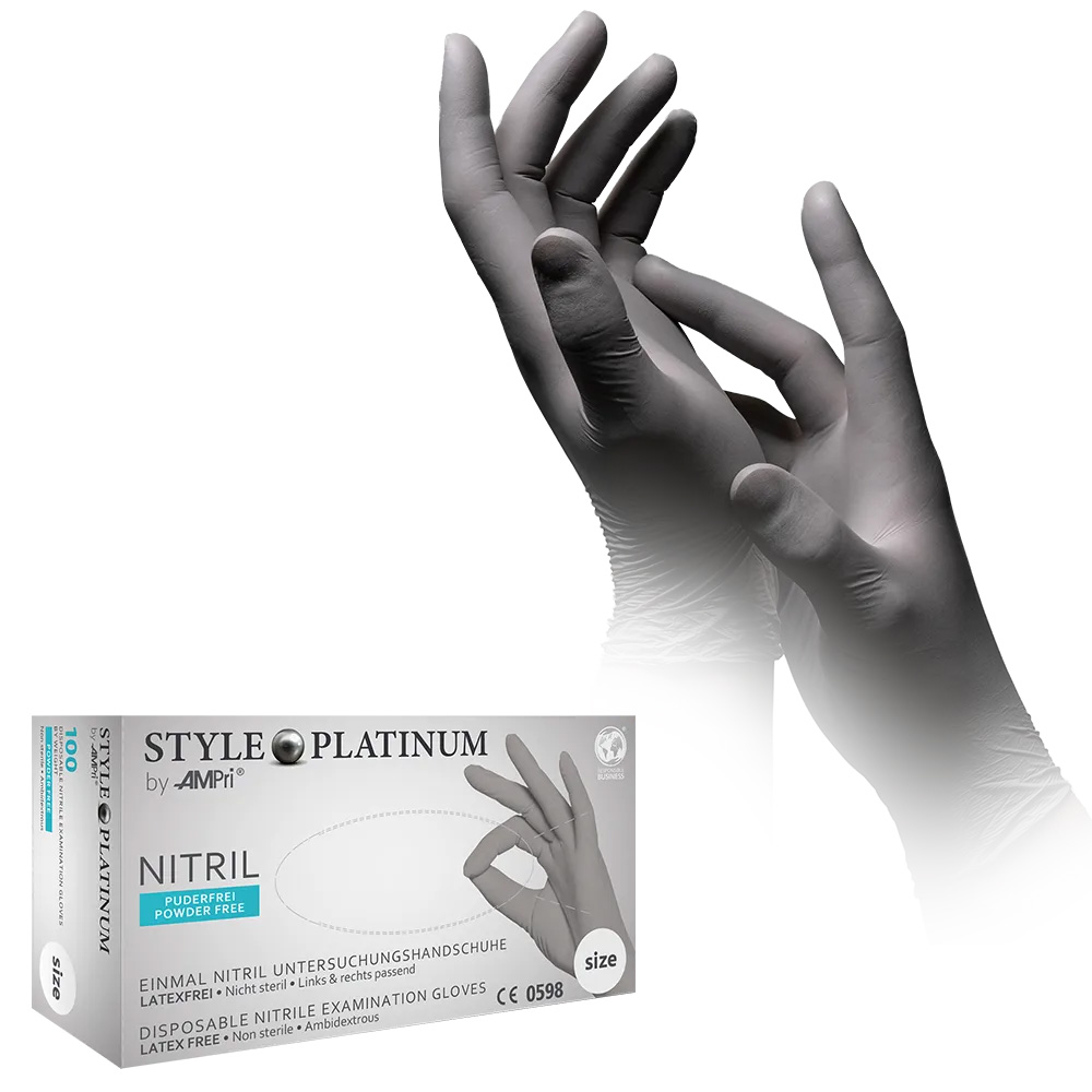 Nitrilhandschuhe, silbergrau, platinum, Größe S, puderfrei, Style PLATINUM by Med-Comfort