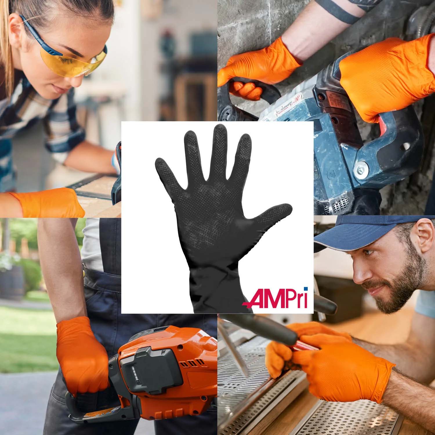 High Grip Einmalhandschuh aus Nitril, Größe L, schwarz, SolidSafety, Größe S-XXL, 100 Stück