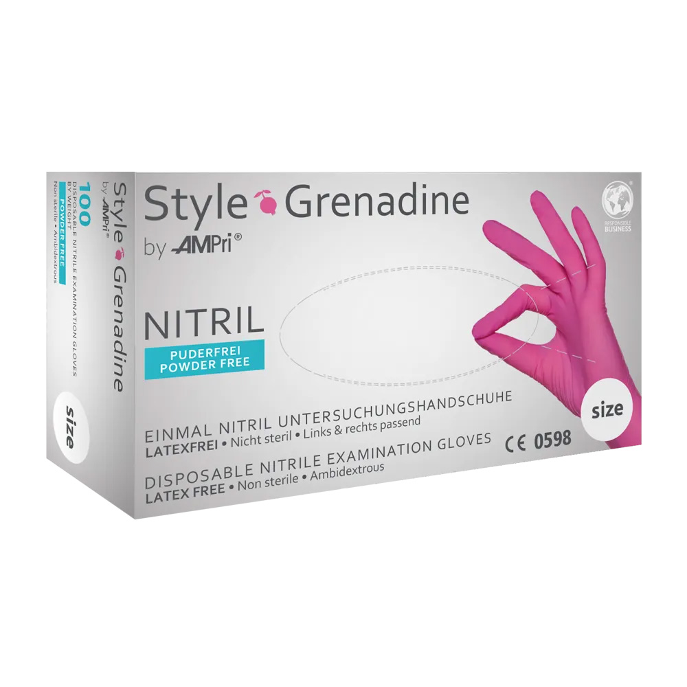 Nitrilhandschuhe, magenta, pink, Größe L, puderfrei, Style Grenadine by Med-Comfort