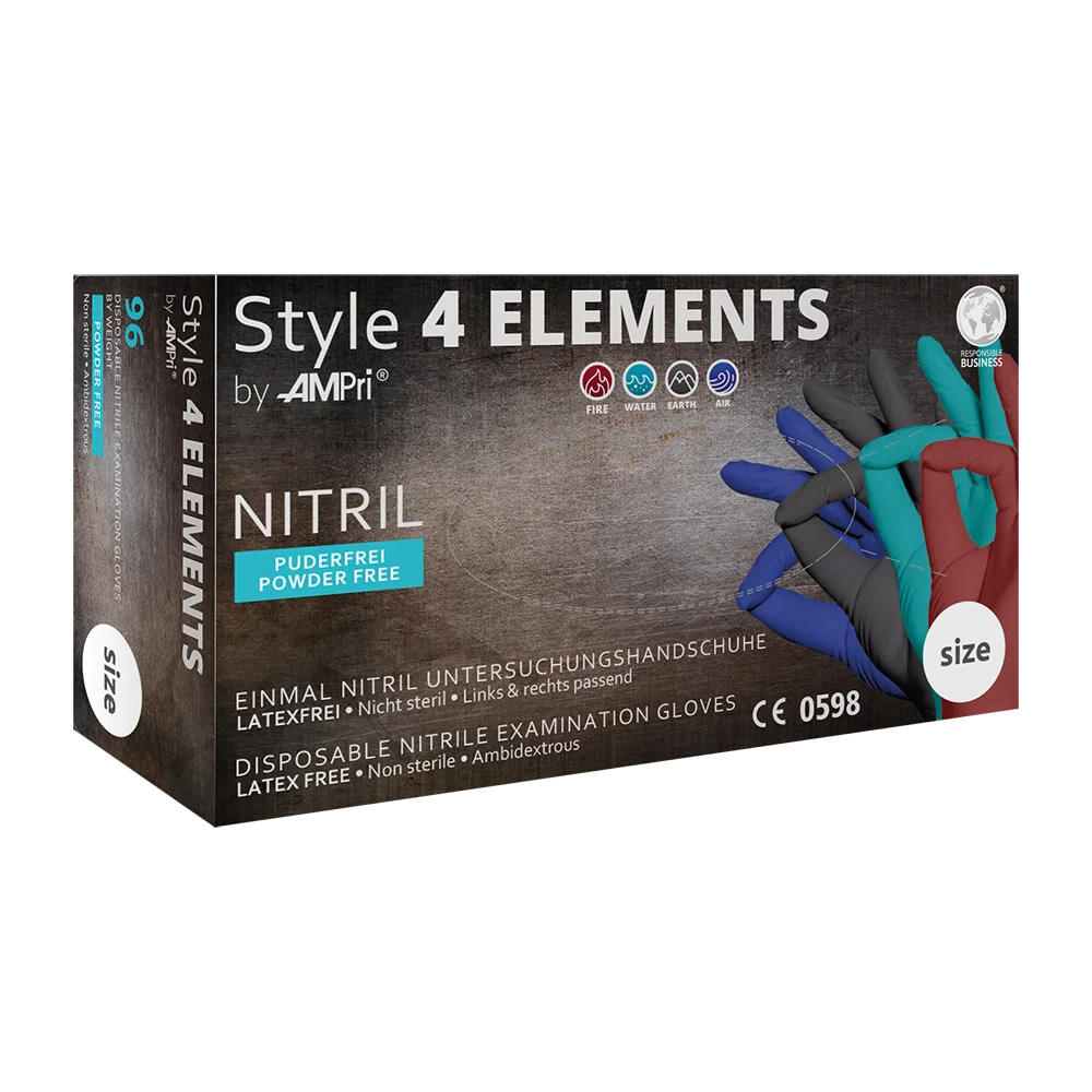 Nitrilhandschuhe, bunt, Farbenmix, Größe XS, puderfrei, Style 4 Elements by AMPri