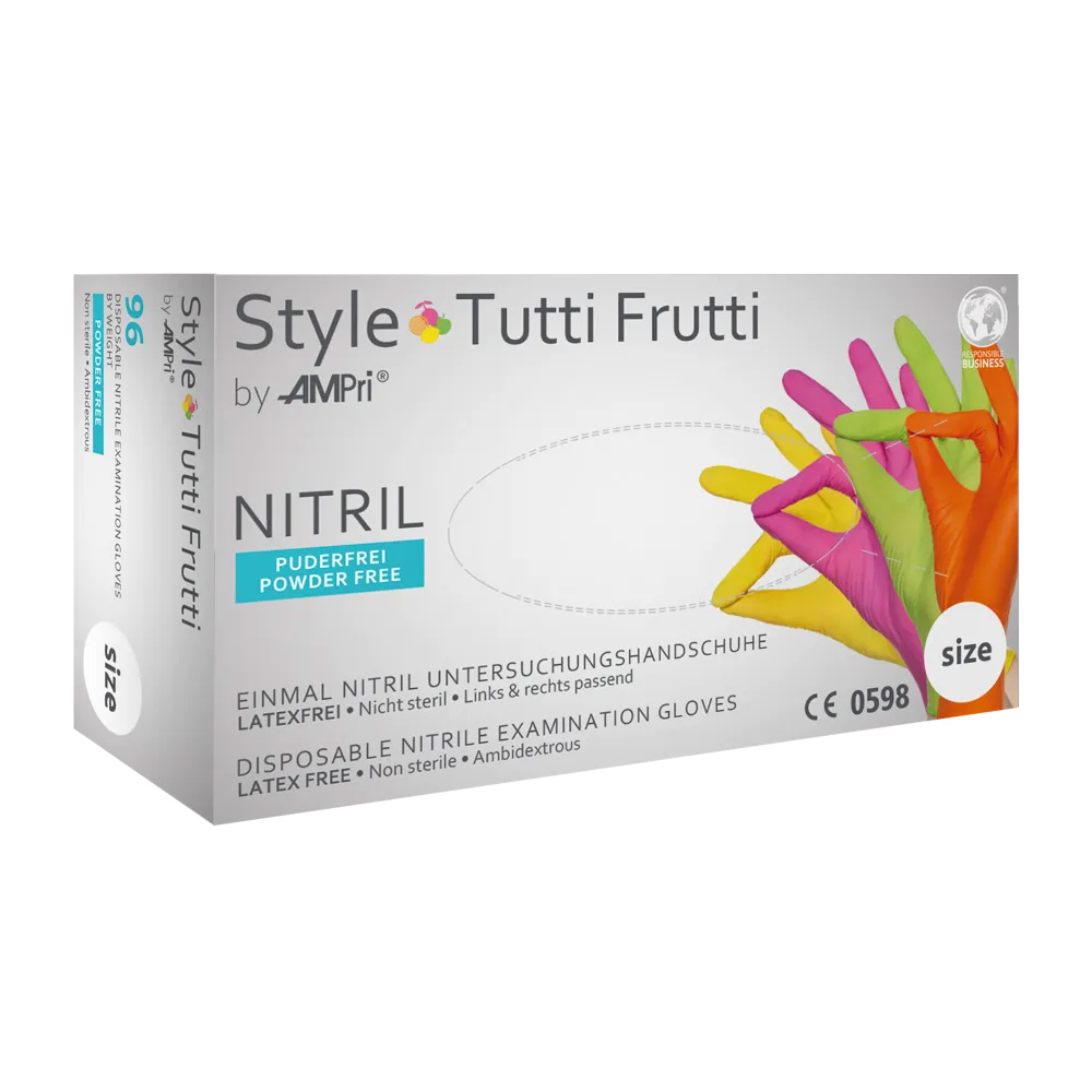 Nitrilhandschuhe, bunt, Farbenmix, Größe S, puderfrei, Style tutti frutti by Med-Comfort