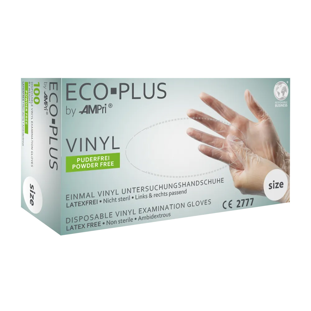 Vinylhandschuhe, weiß, Größe M, puderfrei, Eco-Plus